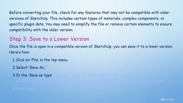 How to Convert a SketchUp File to a Lower Version