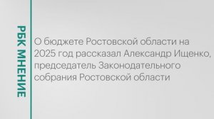 О бюджете Ростовской области на 2025 год || РБК МНЕНИЕ