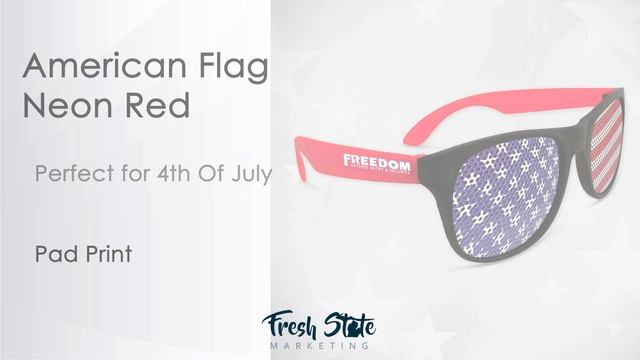 AMERICAN FLAG NEON RED BILLBOARD SUNGLASSES - SUMMER PROMOTIONAL PRODUCT - FOURTH OF JULY PRODUCTS