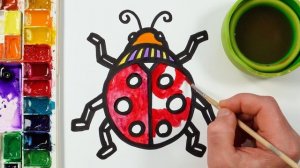 Божья коровка - Рисование, раскрашивание, раскраска для детей и малышек! Как рисовать красками Легко