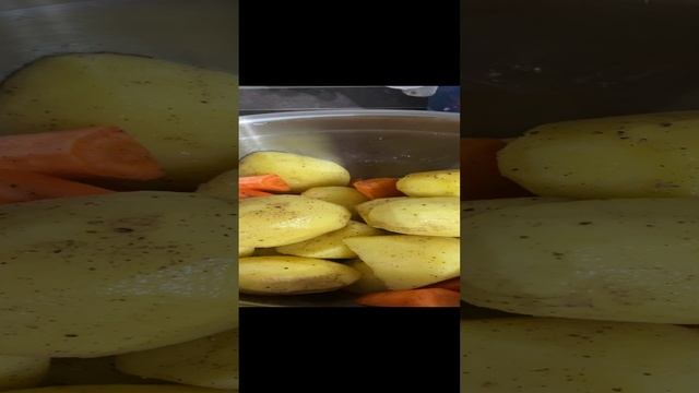 Свиные ребра с овощами в казанке на плитке. Часть 1.