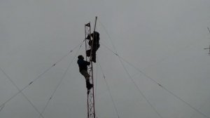 подъем и установка warc антенны на мачте на RK3T/ lifting and installing warc antenna