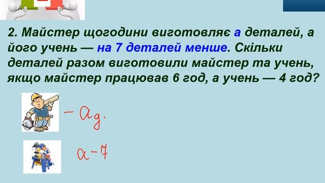 Алгебра 7 Урок 11 Тема 2 Цілі вирази Вирази із змінними