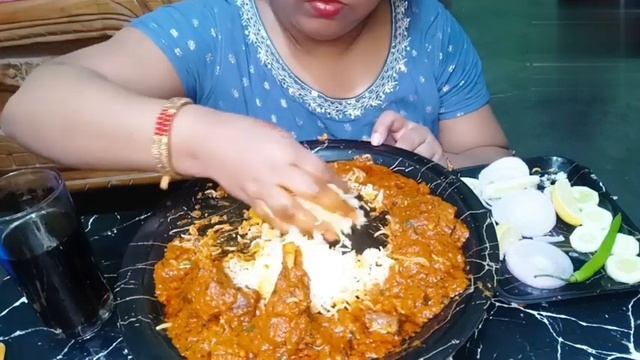 Real mukbang):ASMR Eating spicy 🔥 mutton Rogan Josh curry and rice, Indian food challenge Bigbites.