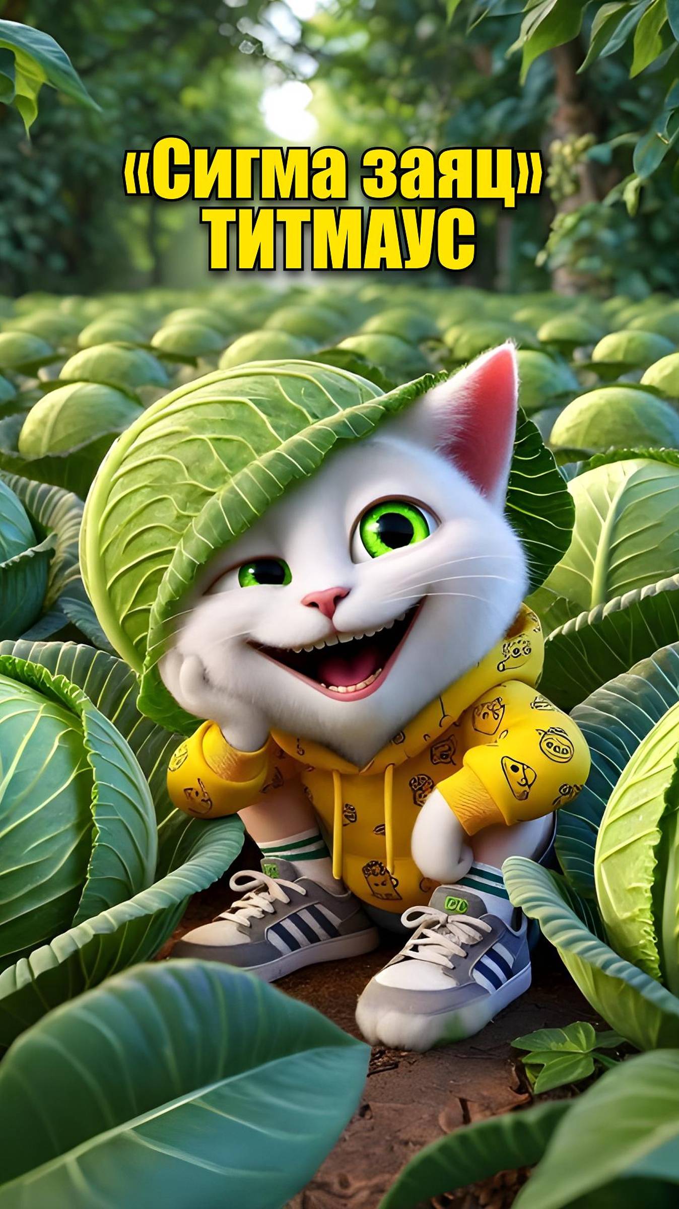 Сигма заяц и капуста в нейросети | ТИТМАУС #dalle3 #aicat #aiart #chatgpt #мультик #котики