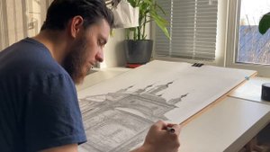 Рисую картину. Черные купола