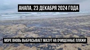 Анапа, пляжи, 23 декабря 2024 года, новая волна мазута