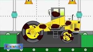 Мультики про машинки.  Бульдозер и красная гоночная машина против синего монстр трака