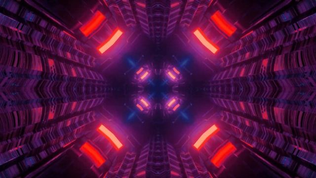 8K resolution - Abstract 3D Illustration of Moving Tunnel with Neon Lights смотреть онлайн