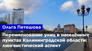 Ольга Петешова — Переименование улиц в населённых пунктах Калининградской области