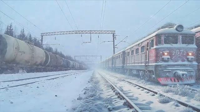 Звуки метели на железнодорожной станции. Релакс