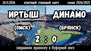 Иртыш (Омск)-Динамо (Брянск) 2:0 (24.11.2024). Ответный стыковой матч, осенняя Апертура-2024.