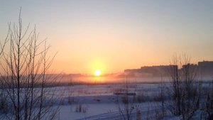 Поморская зима, город Архангельск, Россия.