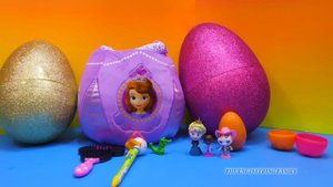 Opening the SOFIA the First Surprise Eggs and Basket with the Assistant