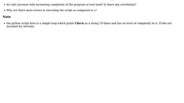 Unix & Linux: Why does `w` here require more system calls than a simple python script?