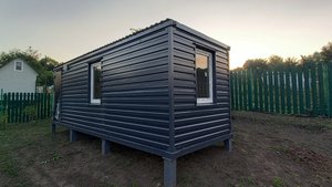 Дачный домик Люкс  вагончик бытовка блок контейнер металлический  7 метровая в цвете серый графит