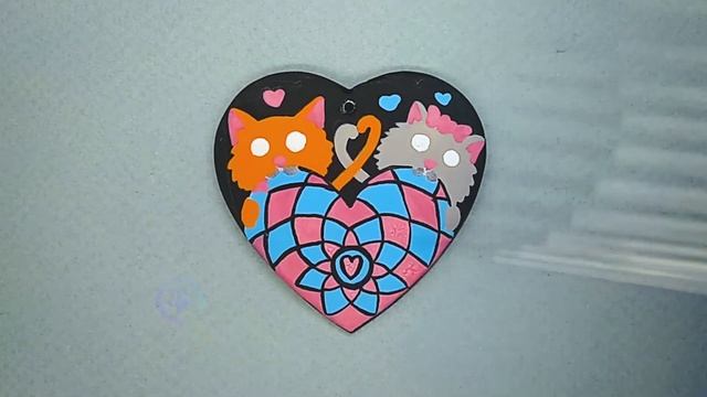 Котики с сердечком 💜 (рисунок темперой)