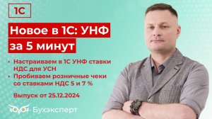 Новое в 1С УНФ — выпуск от 25.12.2024. Как настроить новые ставки НДС на УСН