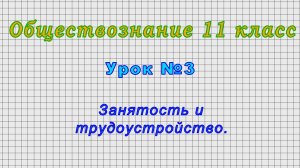 Обществознание 11 класс (Урок№3 - Занятость и трудоустройство.)