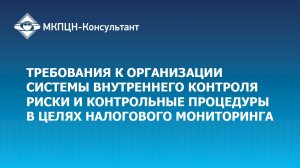 Требования к системы внутреннего контроля и контрольные процедуры в целях налогового мониторинга