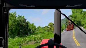 Tractors Transportation with Truck on Flatbed Trailer - Pothole vs Tractor  BeamNG.Drive