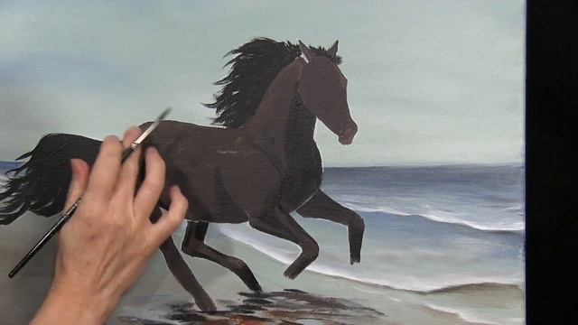 TIME LAPSE-Learn How to Draw and Paint "BEACH HORSE" with Acrylics-An easy Beginner Art Tutorial