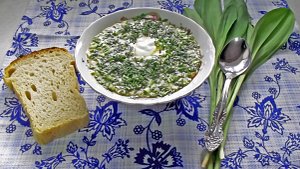 Окрошка по Сибирски с черемшой