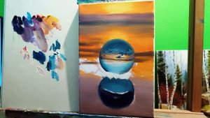 Как рисовать сферу у моря на закате|how to draw a sphere by the sea at sunset #art #рисуем #рисуем