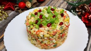 🎄 Салат "Валерия", Новогодний салат с крабовыми палочками и морковкой по-корейски 🎄