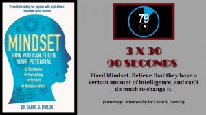 3 X 30 = 90 SECONDS : പുസ്തകം 6 / ഭാഗം 1 (MINDSET  by Dr. Carol S Dweck)