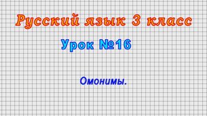 Русский язык 3 класс (Урок№16 - Омонимы.)