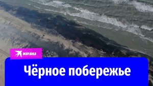 Загрязнённое мазутом побережье Чёрного моря сняли с дрона