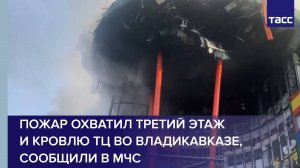 Пожар охватил третий этаж и кровлю ТЦ во Владикавказе, сообщили в МЧС