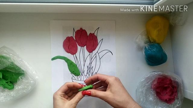 Тюльпаны. Лепка. Соленое тесто. смотреть онлайн