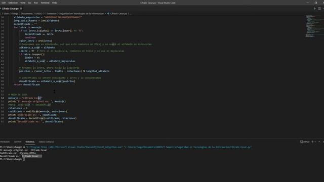 Cifrado Cesar en Python