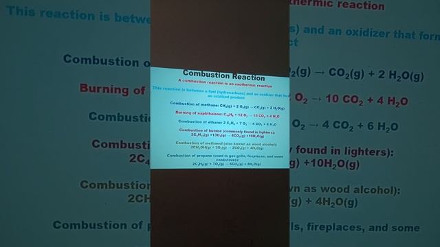 Examples of Combustion Reaction #10boardexam #10sciencw#10organicchemistry