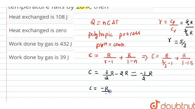 One mole of argon is expanded according to process equation `PV^(1.5)=` смотреть онлайн