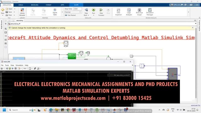 Spacecraft Attitude Dynamics and Control Detumbling Matlab Simulink Simulation