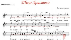 ТЕЛО ХРИСТОВО, Греческого распева - Альтовая партия