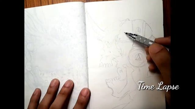 Scribble drawing of Skull | AmazonBasics Diary | Drawn by Staedtler & Faber Castell Pigment Liner |