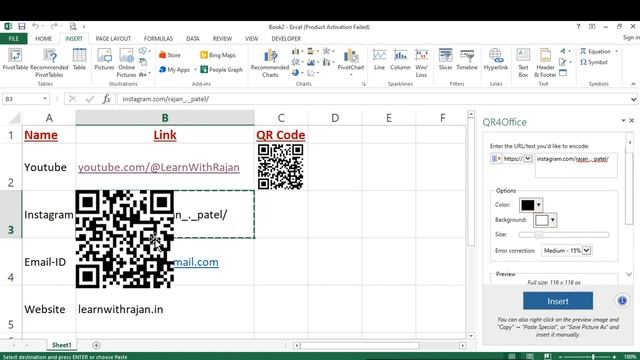 How to Create QR code in Excel।। Generate QR code in excel।। Easiest way to create QR code।।