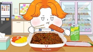 방과 후, 무인 라면 편의점 먹방– 애니먹방/Self Ramen Store Mukbang/Animation ASMR/foomuk