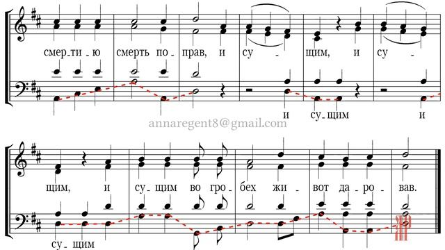 ХРИСТОС ВОСКРЕСЕ, Тропарь Пасхи Придворного распева - Басовая партия смотреть онлайн