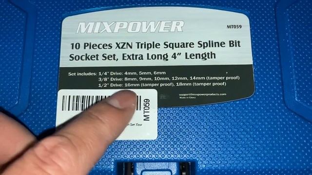 Mixpower MT059 10 Piece Long Triple Pline Socket Set