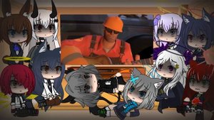 Arknights are Blue Archive react to TF2 Meet the Engineer