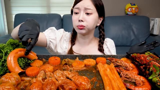 닭다리🍗 새우 닭볶음탕 & 분모자 & 킬바사소세지 먹방 Spicy Brasied Chicken Kielbasa Sausages Seafood Mukbang Asmr Ssoyoun