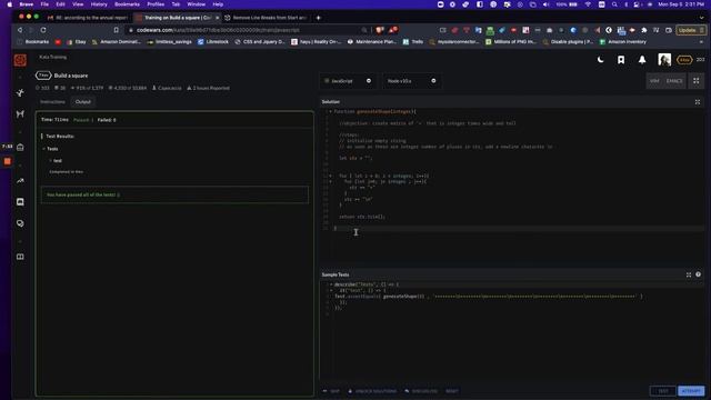 Build A Square Javascript Codewars Tutorial - 3 Solutions