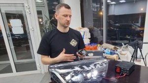 Фары LADA Vesta стиль Audi, квадро Bi-Led линзы, Тюнинг фар, замена линз