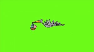 Футаж на хромакее  Аист несет ребенка