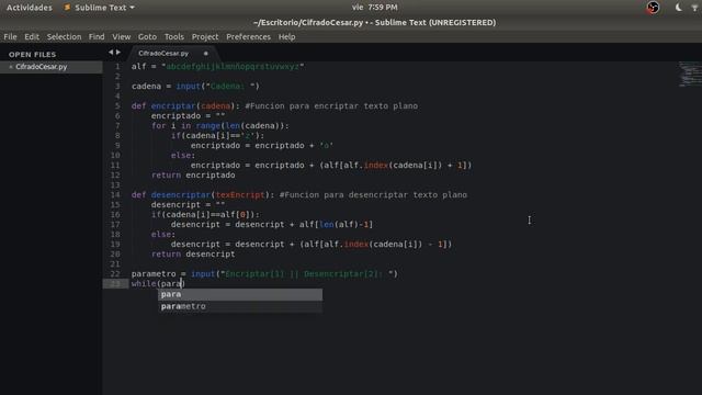 Cifrado cesar en Python
